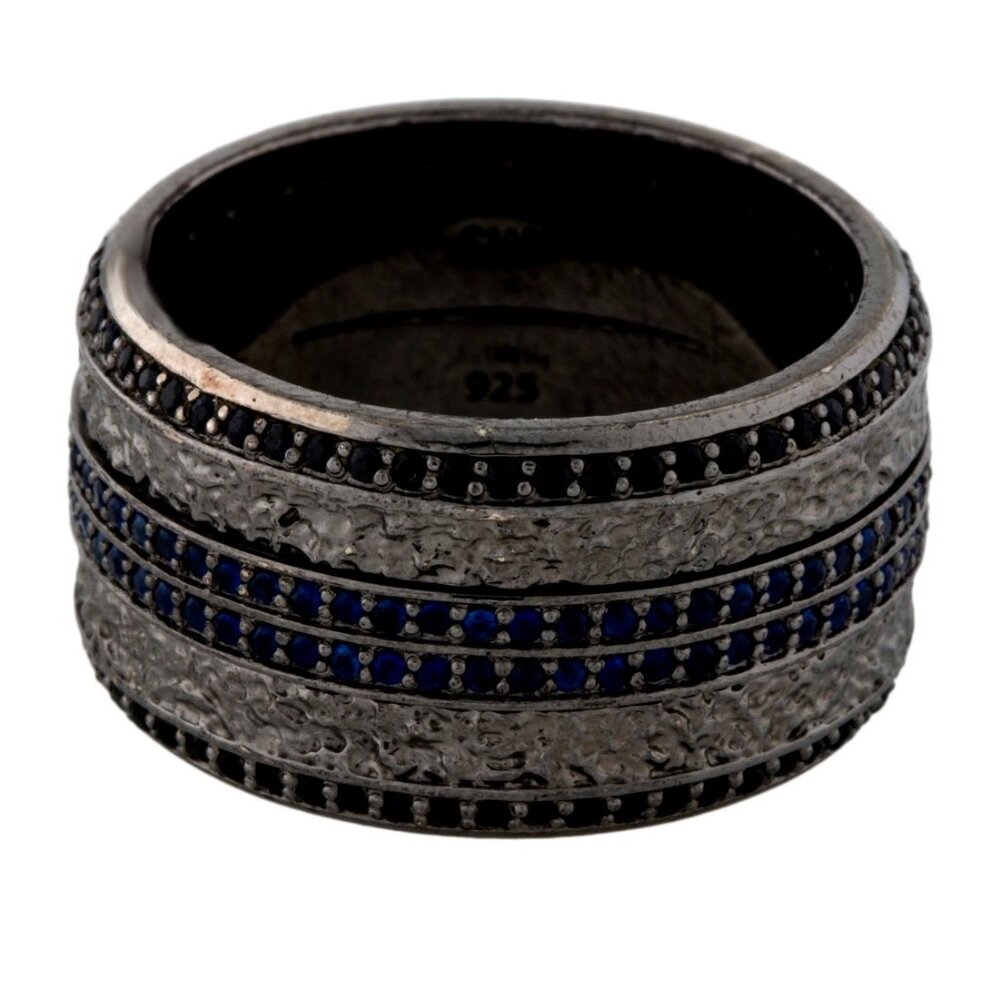 STEPHEN WEBSTER STERLING SILVER SAPPHIRE & SPINEL SPINNER BAND RING